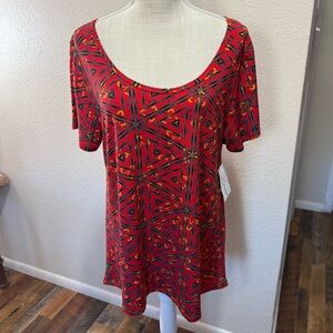 LuLaRoe - Classic T - Red Geometric Women's Top - Size Large - NWT